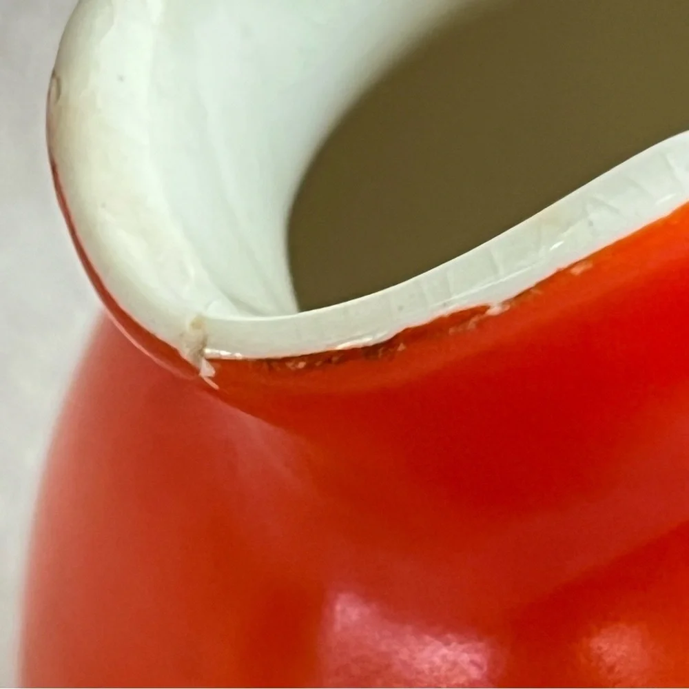 Vintage Mid Century Modern Orange Ceramic Creamer Small Pitcher Retro VTG MCM